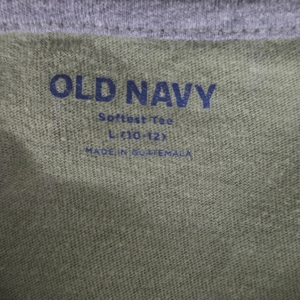 Old Navy Boys Size Large Short Sleeve Crew Neck T Shirt Green Plam Tree Print
